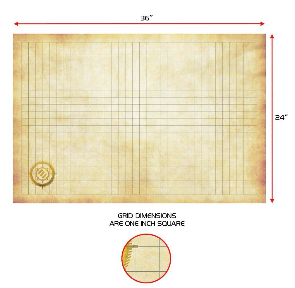 Condition photo showing New/Like New for ENHANCE RPG Grid Mat - Tabletop DnD Map (24x36 inch) Role Playing Dry Erase DnD Mat Complete Set