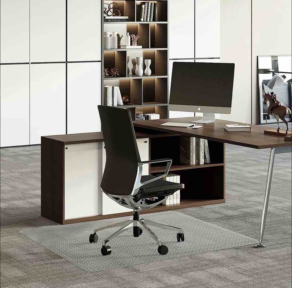 Condition photo showing Good Condition for Homieway Office Chair Mat for Carpet - Computer Desk Chair Mat for Carpeted Floors, Easy Glide Rolling Plastic Floor Mat for Office Chair on Carpet for Work, Home, Gaming,36"x48"