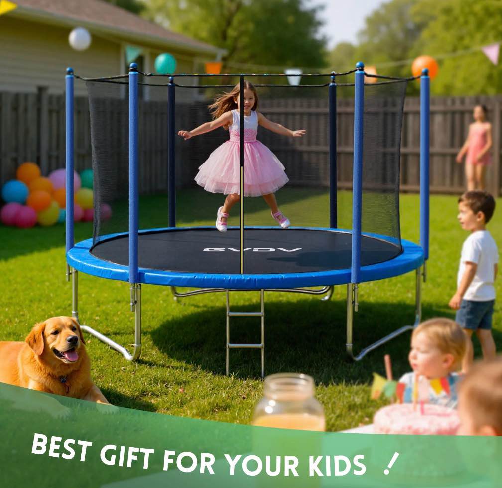 Condition photo showing New/Like New for GVDV Outdoor Trampoline, 8' ft Backyard Recreational Trampoline with Enclosure for Kids & Adults