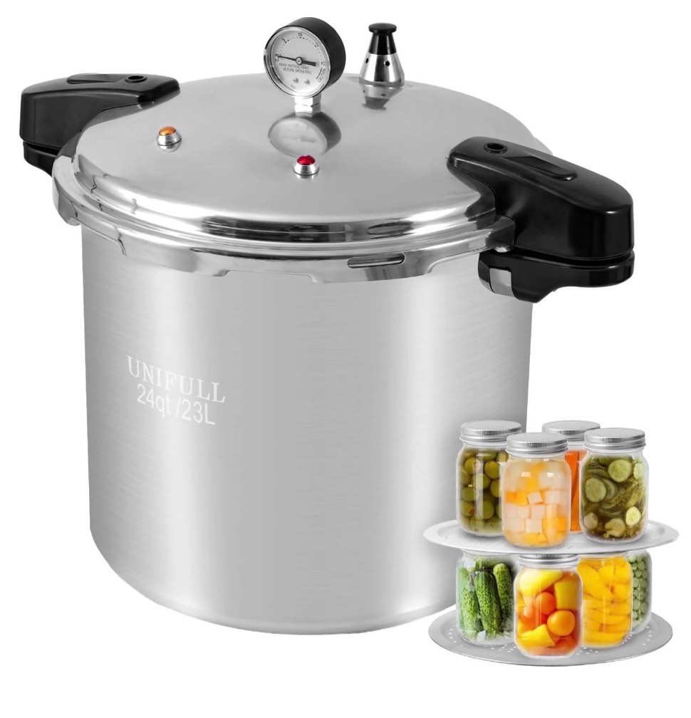 UNIFULL 24 Quart/23 Liter Pressure Cooker Pressure Canner with Pressure Gauge Pressure Relief Valve - 14 PSI and Sealing Ring
