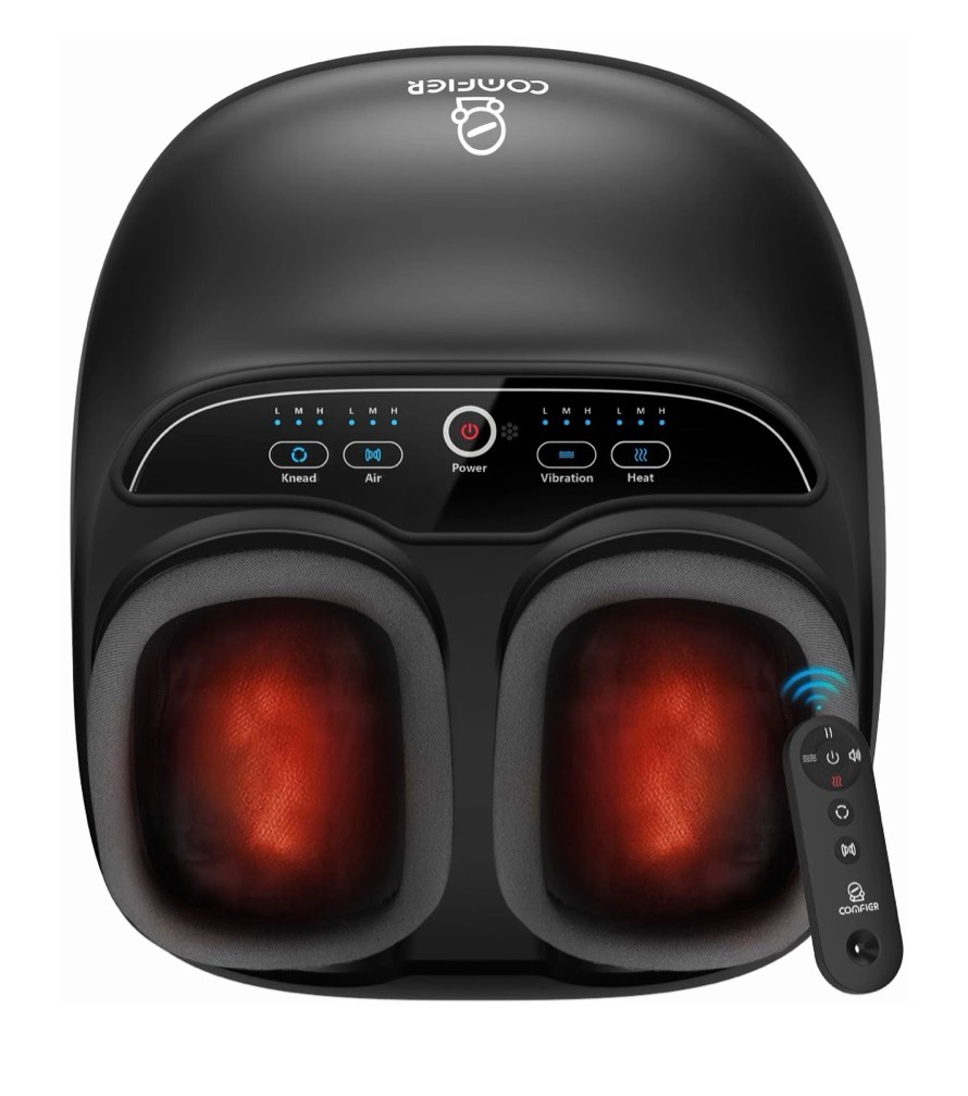 Foot Massager with Heat  Comfier Shiatsu Foot Massage Machine with Remote for Relax up to Size 13  Black  Father s Day Gifts