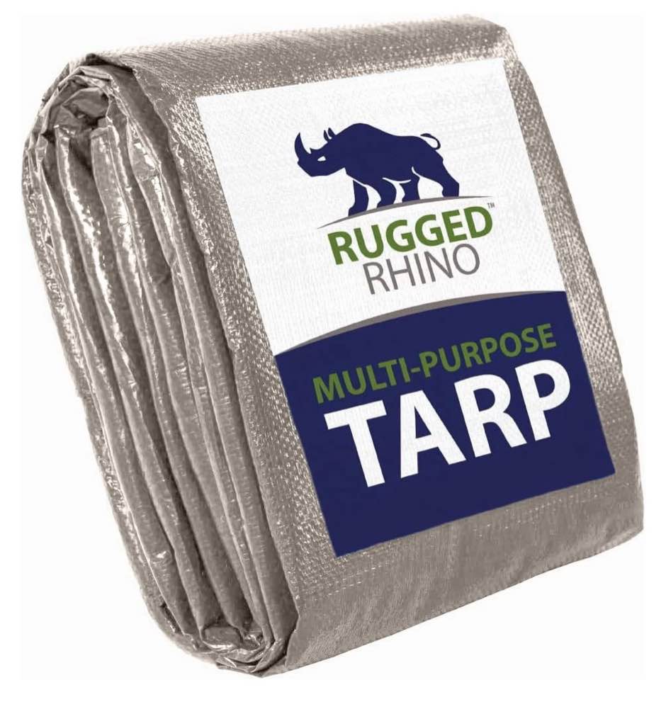 Rugged Rhino All Weather 100% Waterproof Heavy Duty Tarp, 5 Mil UV Temperature Resistant Tarps, High Durability Multipurpose Cover, for Home Outdoor Patio Winter Leaf Camping, 16x20 1 Pack Silver
