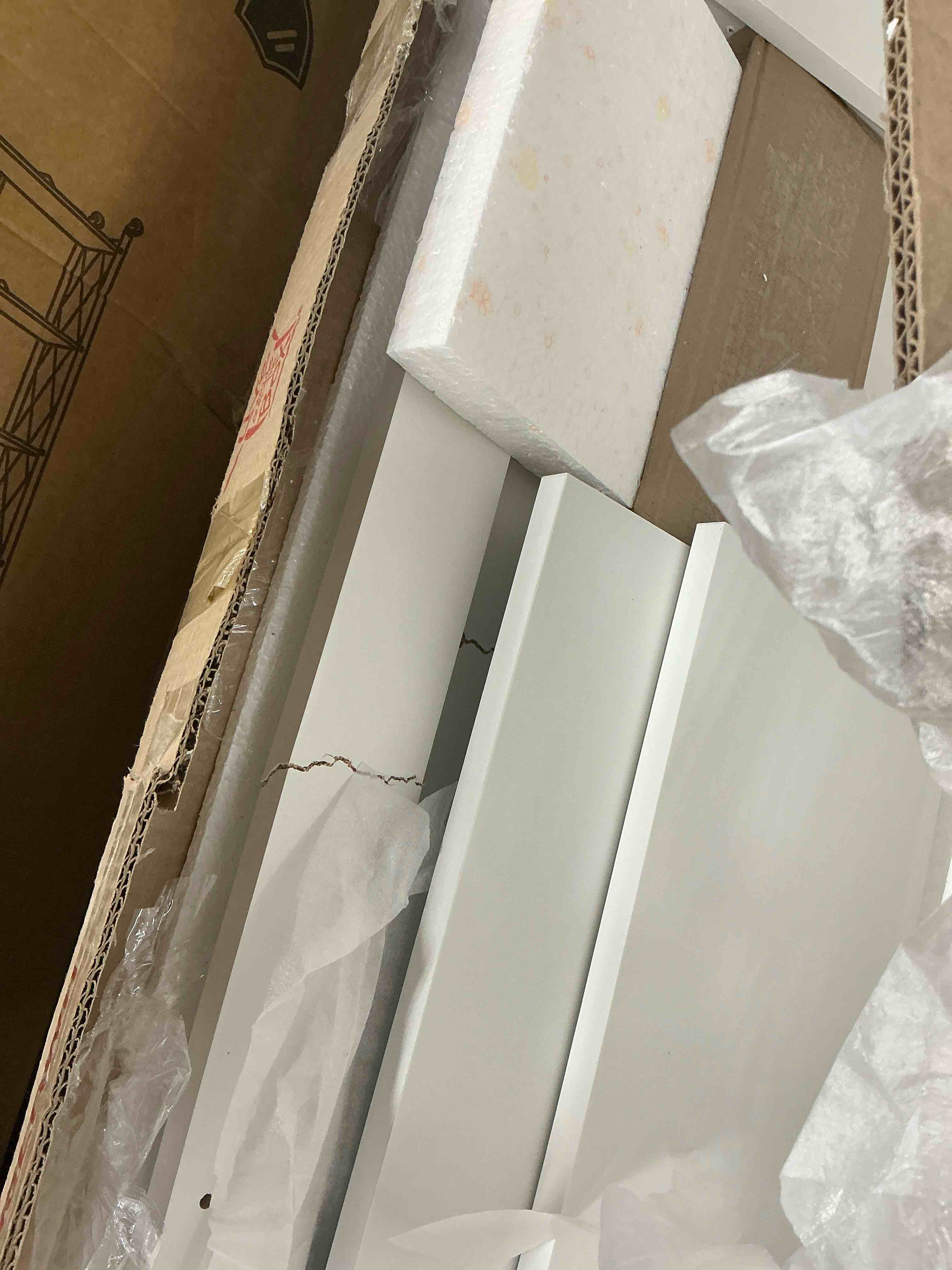 Condition photo showing As Is for Walker Edison 4-Shelf Wood Leaning Ladder Bookcase  White