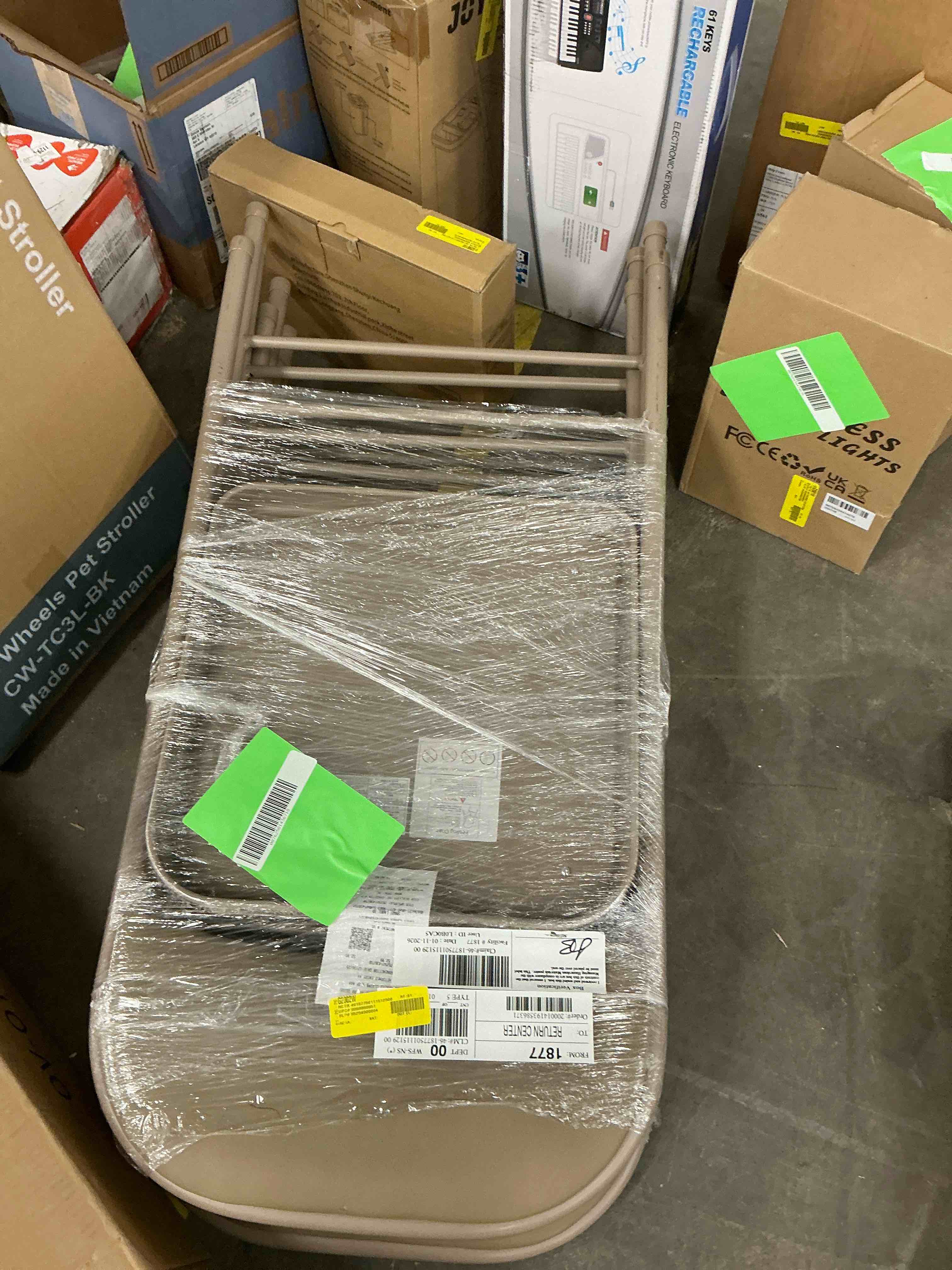 Condition photo showing Good Condition for CONCETTA 4 Pack Folding Chair, Indoor Outdoor Portable Stackable Commercial Leather Padded Seat for Home, Office, Party, Kahki