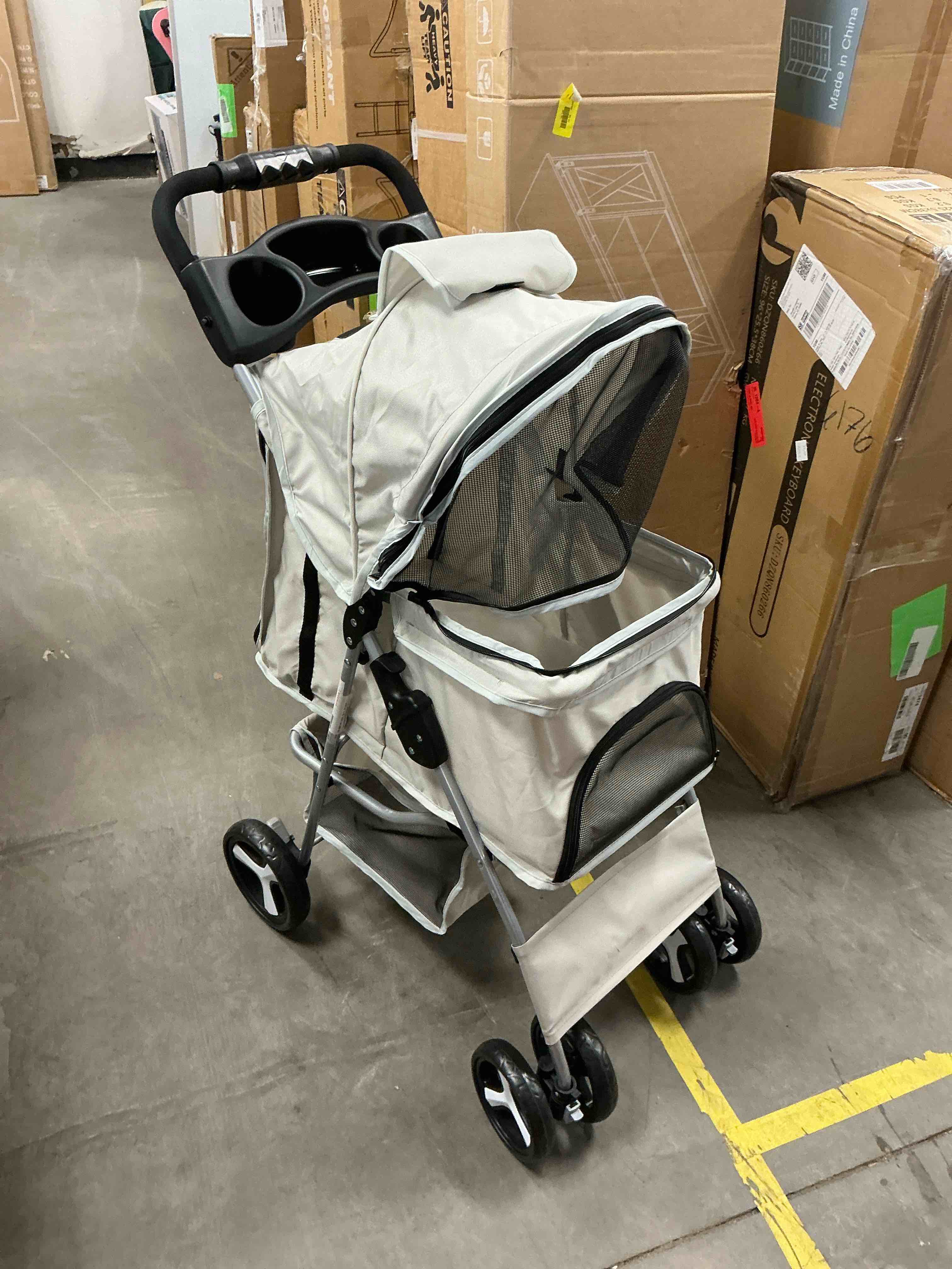 Condition photo showing Good Condition for Naipo Pet Dog Stroller for Small Dogs and Cats,One-Click Folding 4-Wheel Pet Stroller with Storage Basket/Cup Holder,for Travel/Jogging, Gray