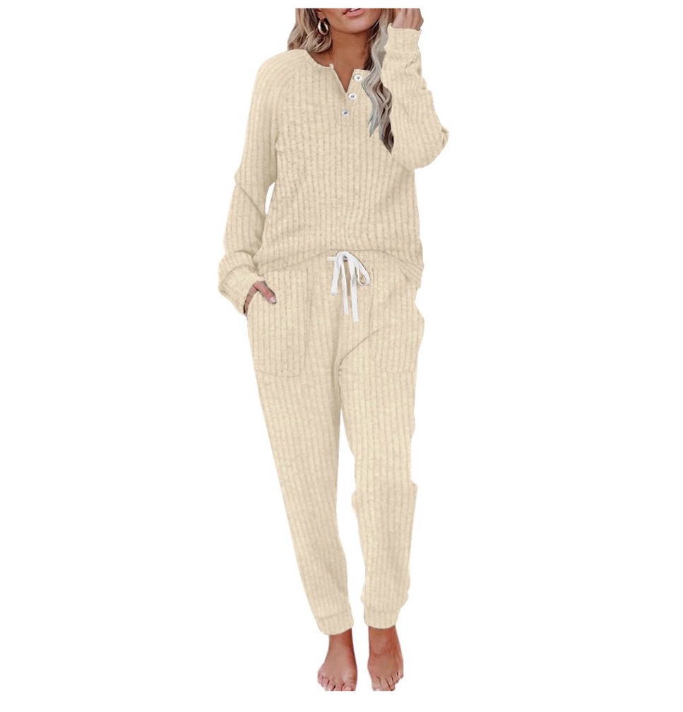 MOSHU Two Piece Womens Pajama Sets Button Down Shirts and Drawstring Pants with Pockets Solid Lounge Sets for Women size 2XL 