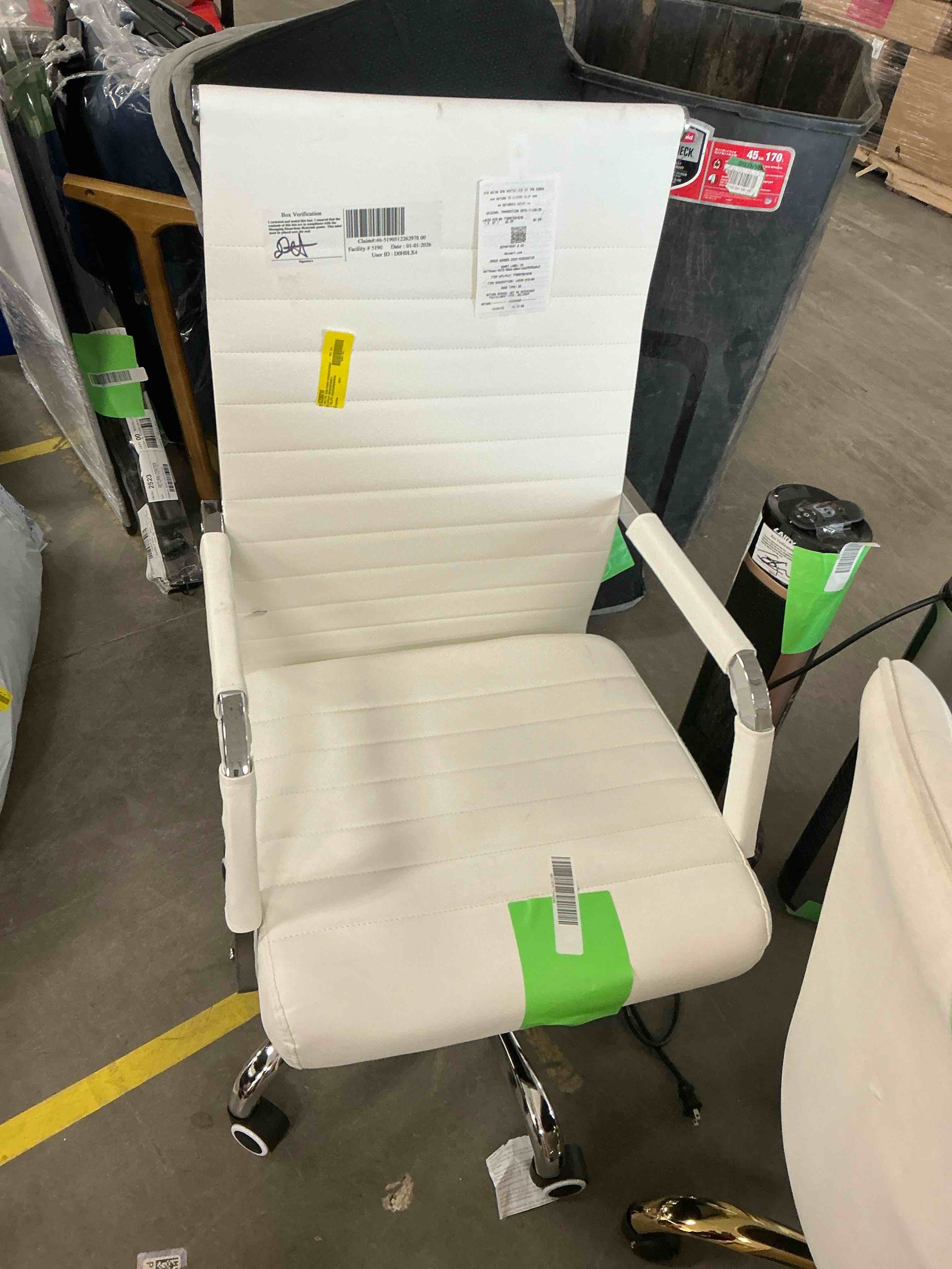 Condition photo showing Good Condition for Lacoo Mid-Back Faux Leather Office Desk Chair Executive Conference Task Chair with Arms White