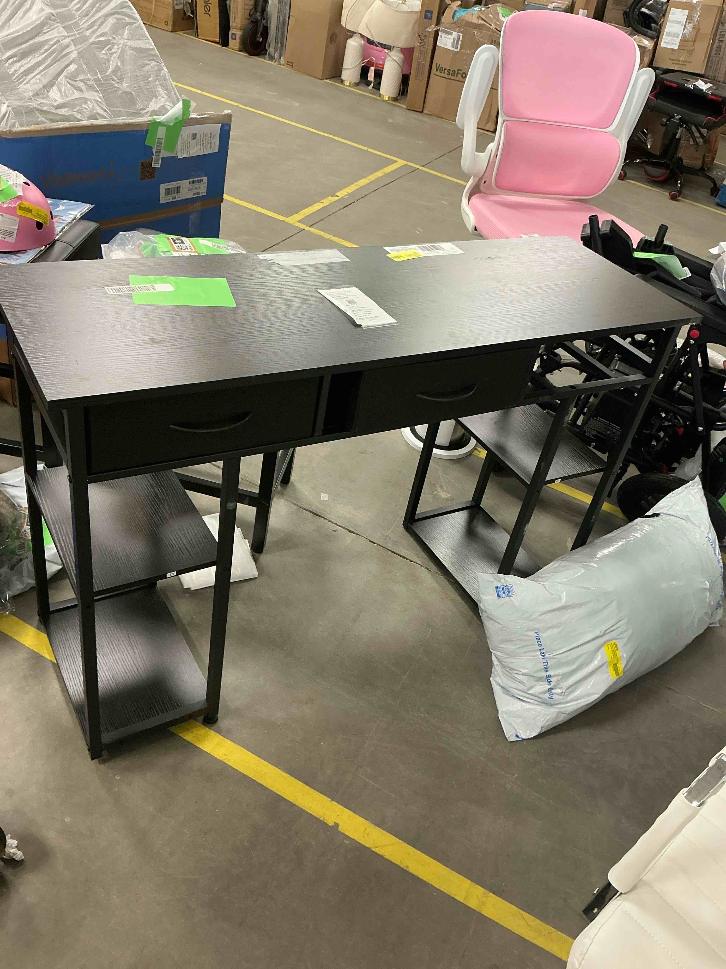 Condition photo showing Good Condition for edx Small Desk Fabric Drawers & Storage Shelves, Home Office Computer Desk, Writing Desk Small Space Desk Study Table for Home, Bedroom, 48 Inch, Balck