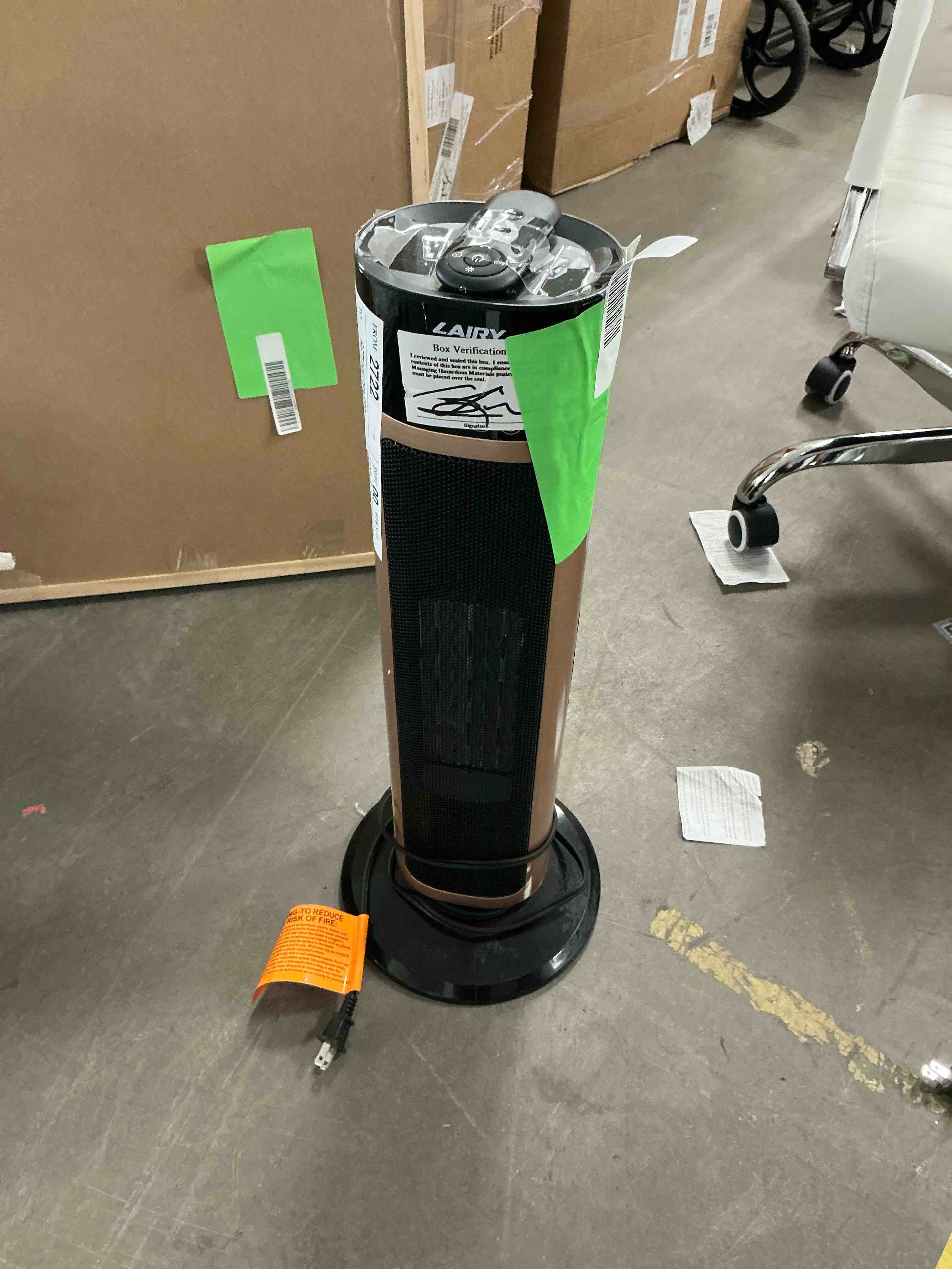 Condition photo showing Good Condition for Lairy 1500W Space Heater Large Room,24 inch Electric Tower Heaters with Remote, Adjustable Thermostat, Black Gold