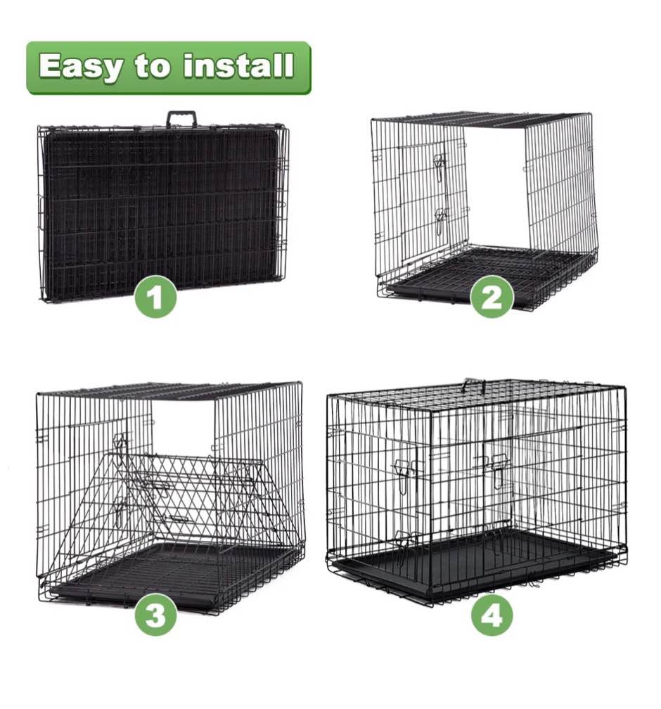 Condition photo showing Good Condition for BestPet 48 inch Foldable Metal Dog Crate for Large Dogs  Double Door  Divider  Removable Tray(Black)