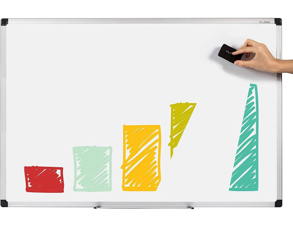 VUSIGN Magnetic Dry Erase Whiteboard, 36 X 24 Inches, Wall Mounted with Pen Tray, Silver Aluminium Frame