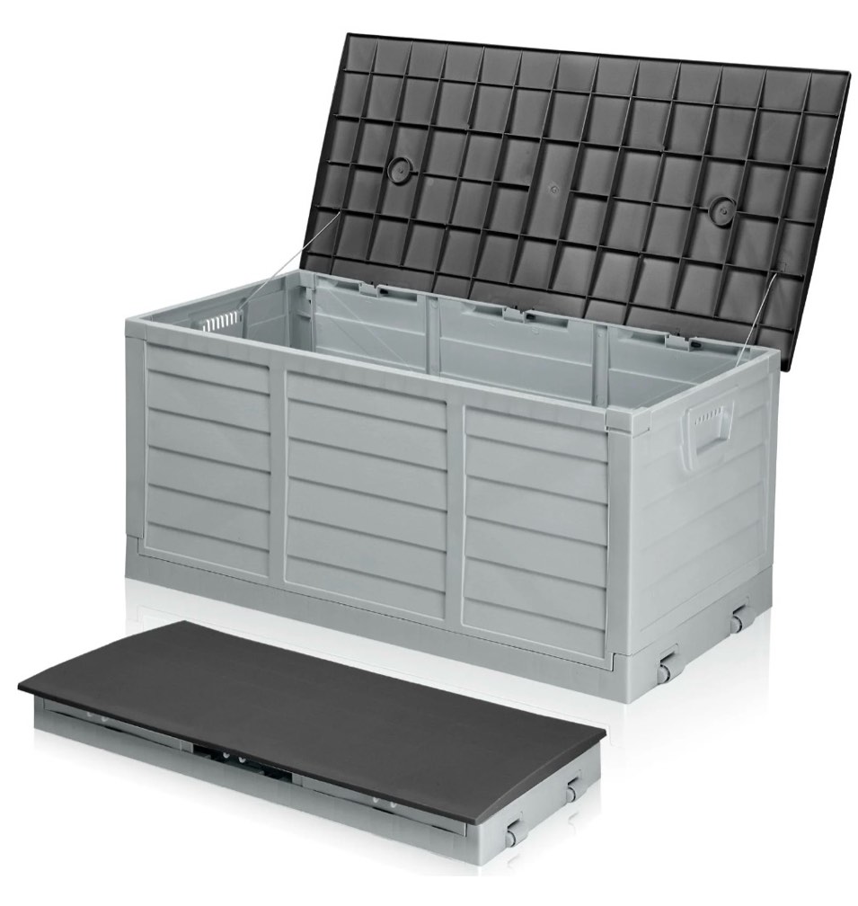 Ktaxon 75gal Outdoor Garden Resin Storage Deck Box Tools Black