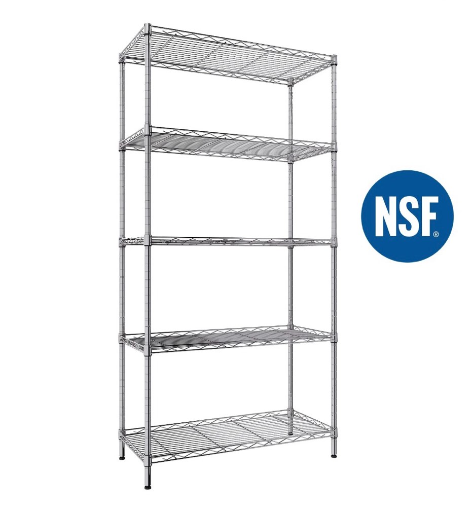 Ktaxon 5-Tier Wire Shelving Unit Steel Storage Rack for Garage Office Kitchen Silver 30 W x 14 D x 60 H