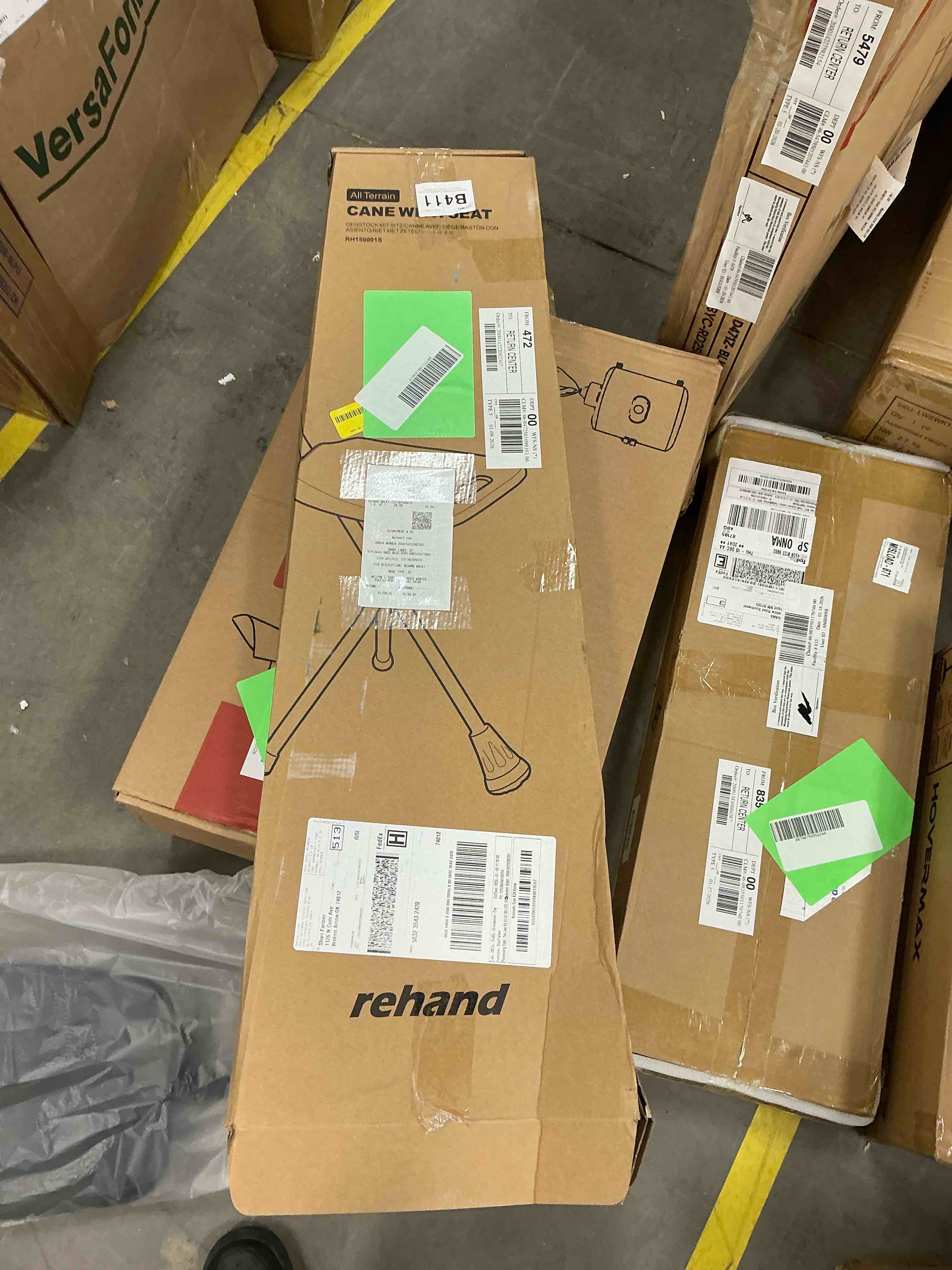 Condition photo showing Good Condition for Rehand Folding Adjustable Walking Cane with Rubber Feet, Lightweight Aluminum Stick with Seat, Black