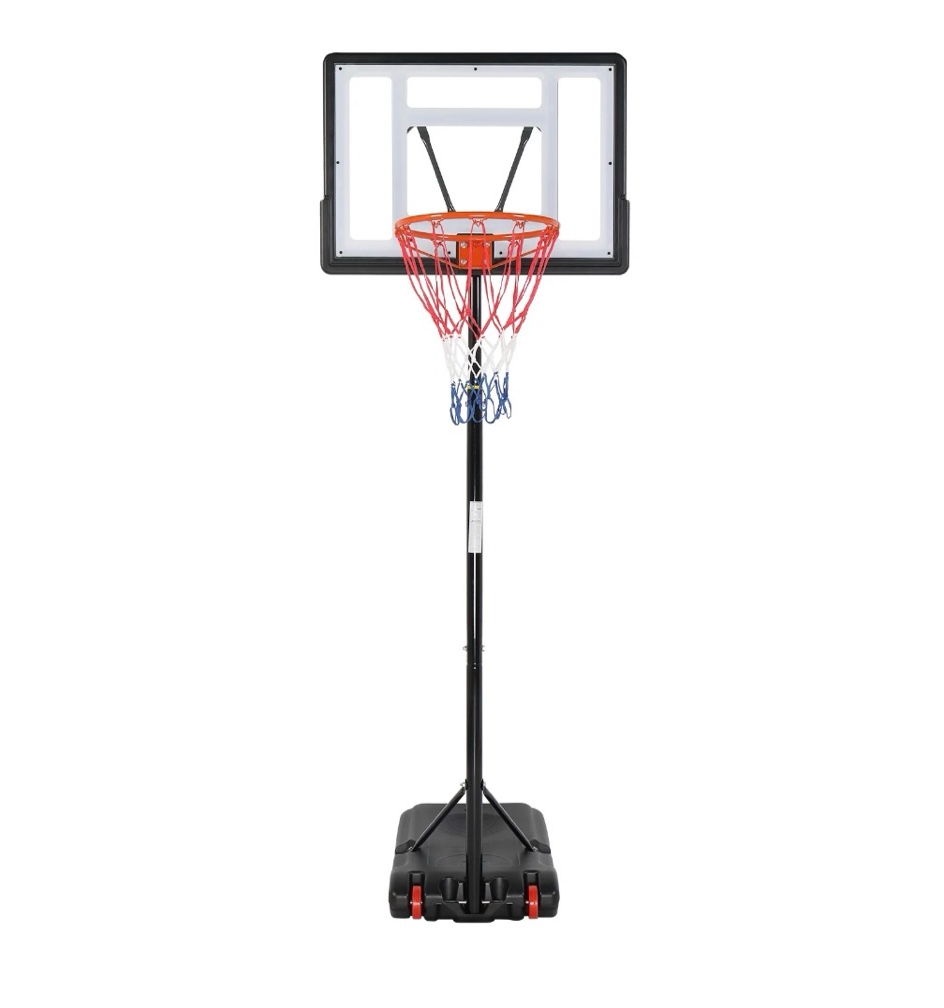 Ktaxon 33 In. Portable Basketball Hoop Stand  6.5-8 ft Adjustable Basketball Goal System  with PVC Backboard Indoor/Outdoor