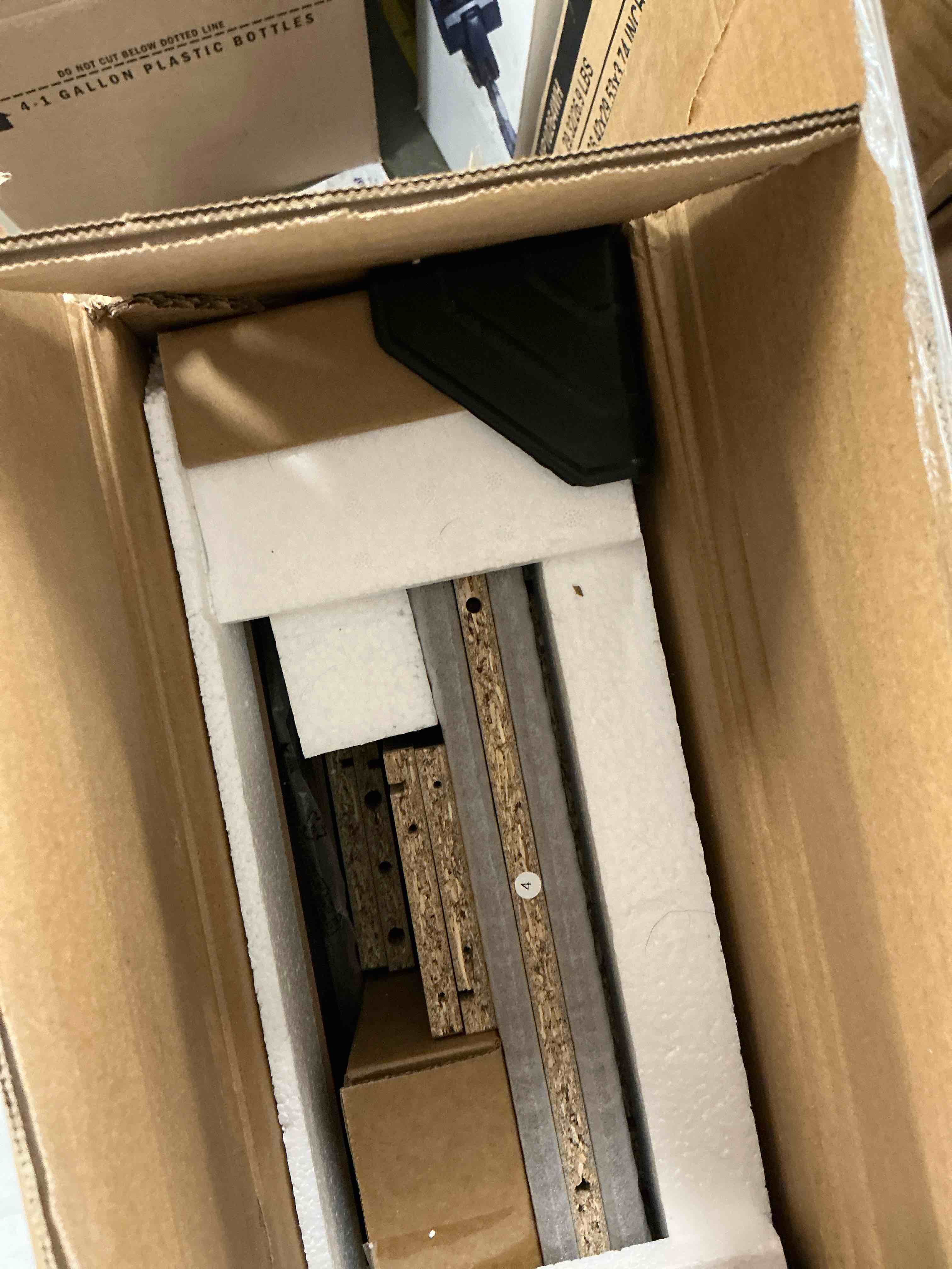 Condition photo showing New/Like New for Gunaito Fluted Nightstand for Bedroom with Charging Station Bedside Table with LED Lights Wood Nightstand with Open Shelf and 2 Drawers Walnut 1pc