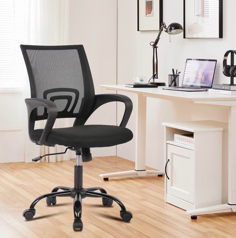 JONPONY Ergonomic Office Chair, Lumbar Support, Adjustable Height with Armrests for Adults,Black