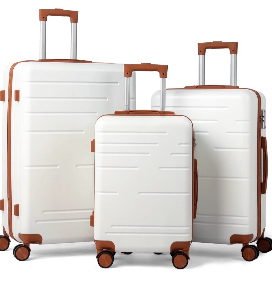 Zimtown Luggage 3 Piece Set Suitcase ABS Hardside Lightweight with TSA Lock Spinner Wheels, Beige