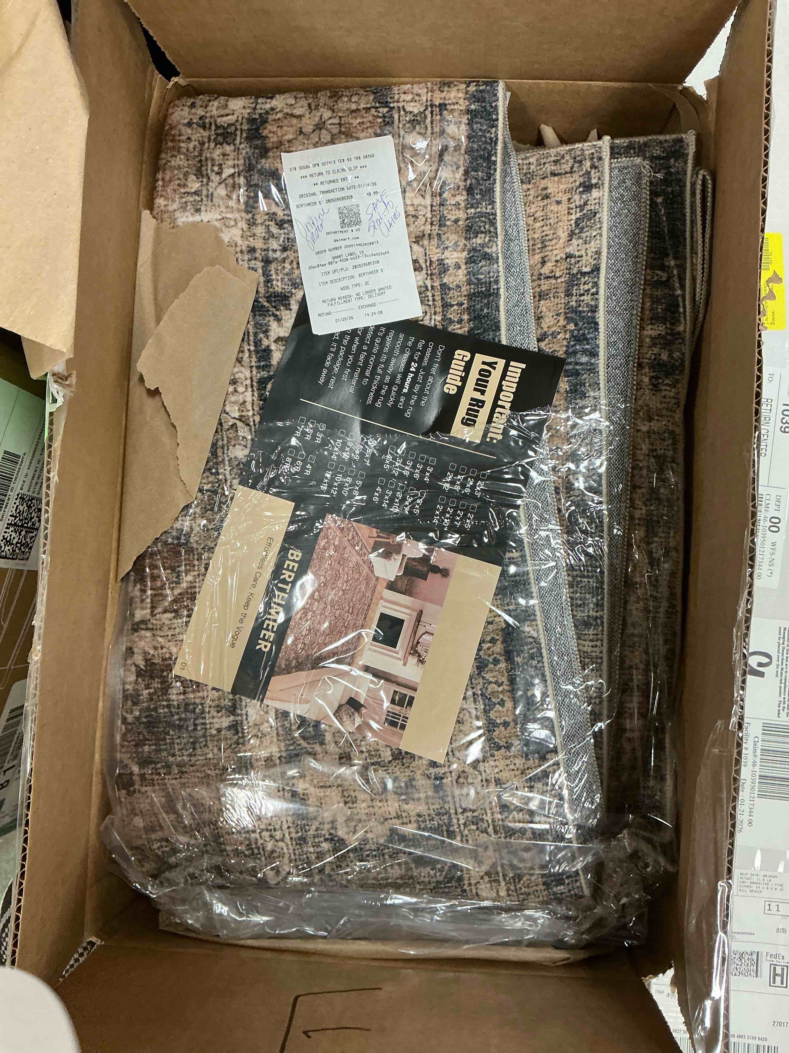 Condition photo showing New/Like New for BERTHMEER 5 x7 Area Rugs for Living Room Bedroom Dining Room Kitchen Brown Rugs Non Slip Washable Farmhouse Office Oriental Vintage Distressed Rugs Carpets