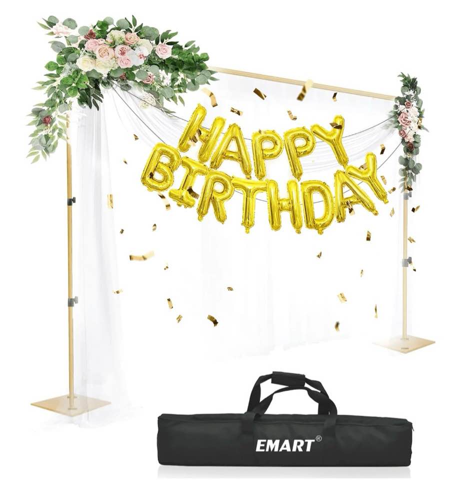 emart 6.5x10ft heavy duty backdrop stand system, adjustable metal frame support kit for birthday, event photography