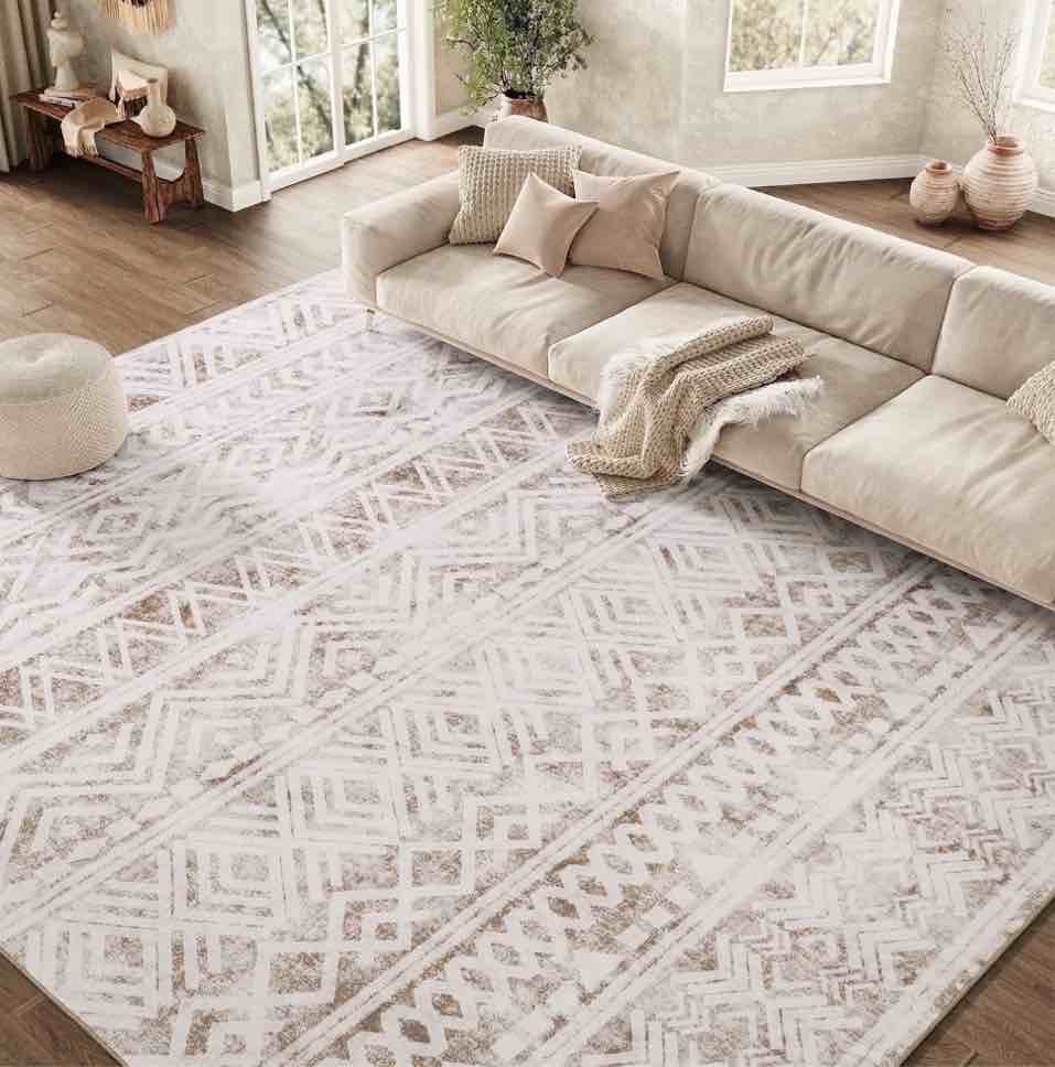 sixhome 5 x7 area rugs for living room washable rugs boho large area rug modern geometric neutral living room rug carpet soft rugs for bedroom dining room office home decor taupe