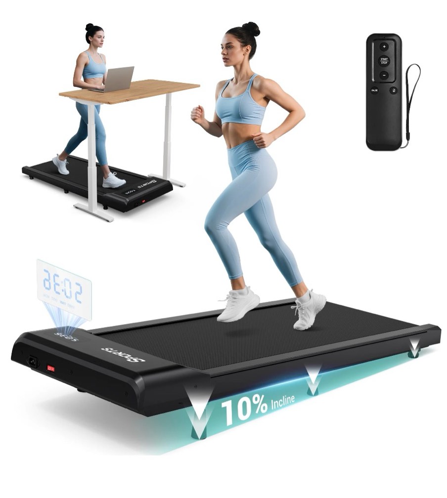 dprodo walking pad with 10% incline,walking pad treadmill for home office,2.5 hp under desk treadmill with led display & remote,265 lbs capacity