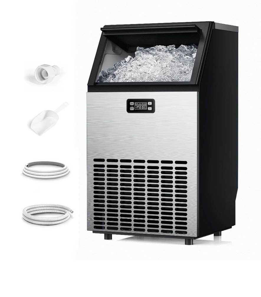 simzlife 100lbs/24h commercial ice maker machine  stainless steel under counter ice machine 15.55 in w  31.5 in h