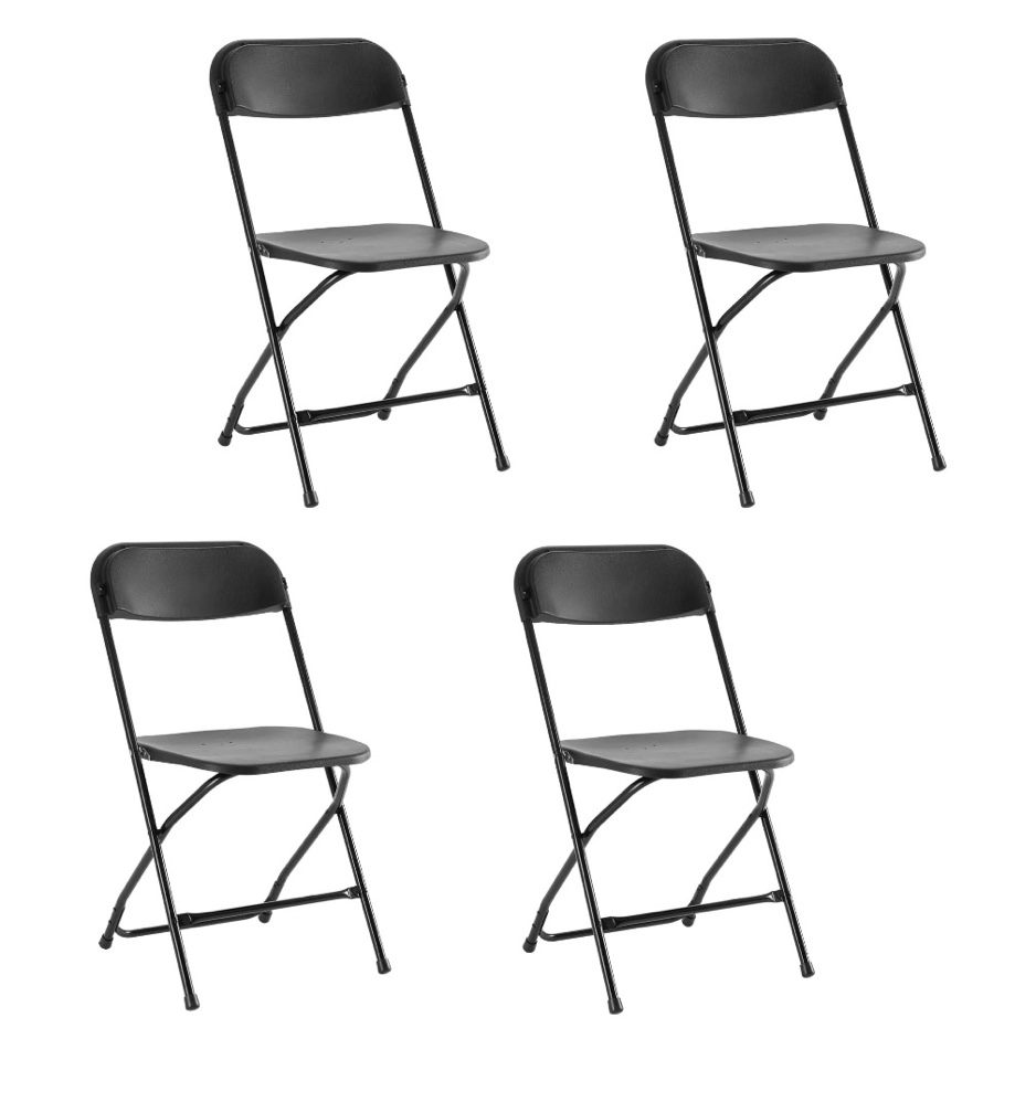concetta plastic folding chair set of 4, 330lb load capacity lightweight for indoor/outdoor, black