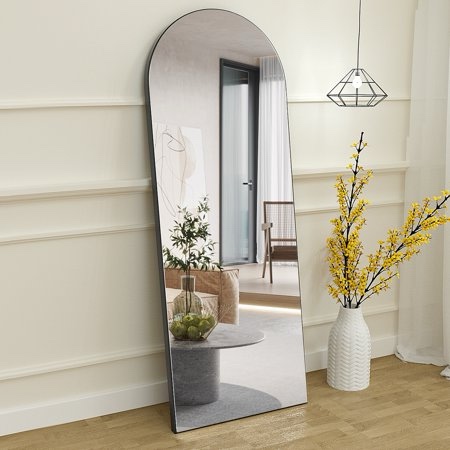 BEAUTYPEAK 64 X21 Full Length Mirror Arched Standing Floor Mirror Full Body Mirror Black