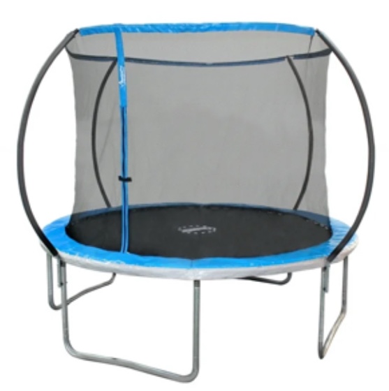 Sportspower Bounce Pro 10’ Round Trampoline with Safety-Enclosure in Blue and Silver