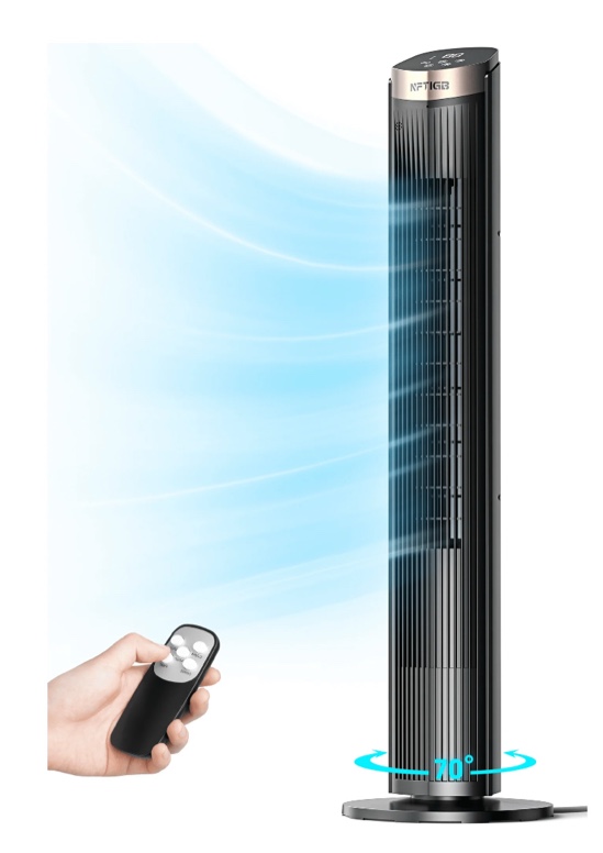 NFTIGB 40 inch Tower Fan for Home, 70° Oscillating Standing Floor Fan with Remote, 5 Speeds 3 Modes with Remote Bladeless Fan, New
