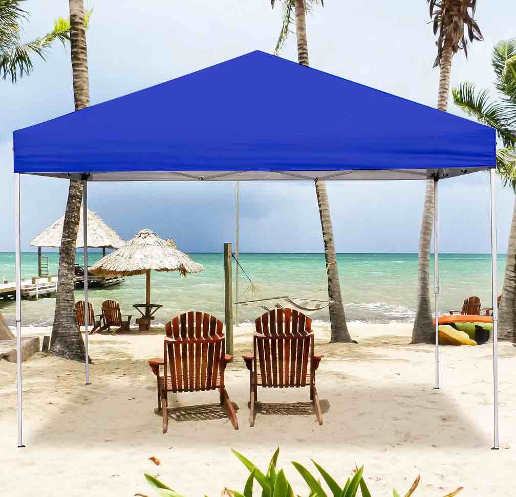 GVDV Canopy Tent, 10x10 ft Easy Pop up Outdoor Canopy Tent, Portable Straight Leg Gazebo Instant Canopy, Blue