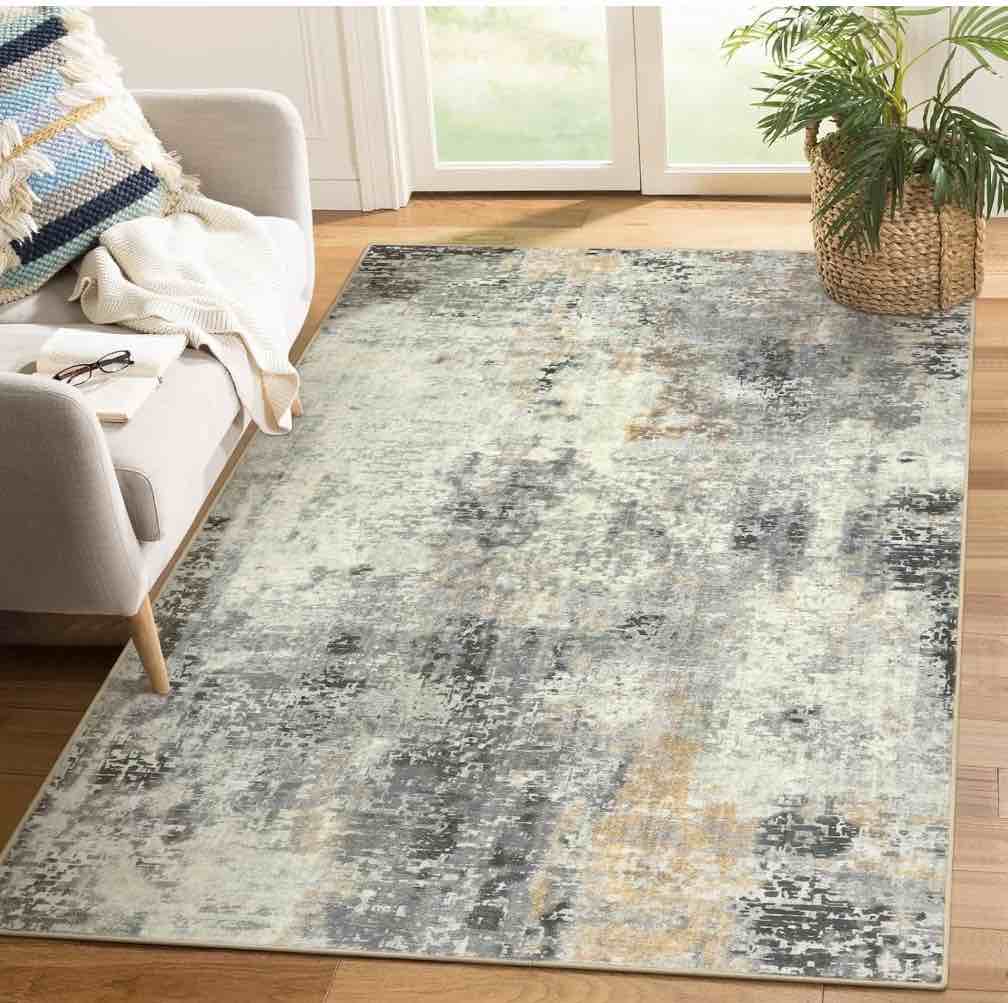 Moynesa 4'x6' Area Rug for Living Room Modern Abstract Soft Washable Rug Indoor Low Pile Accent Rug Stain Resistance Soft Carpet for Nursery Office Couch Entrance Kitchen,Gray