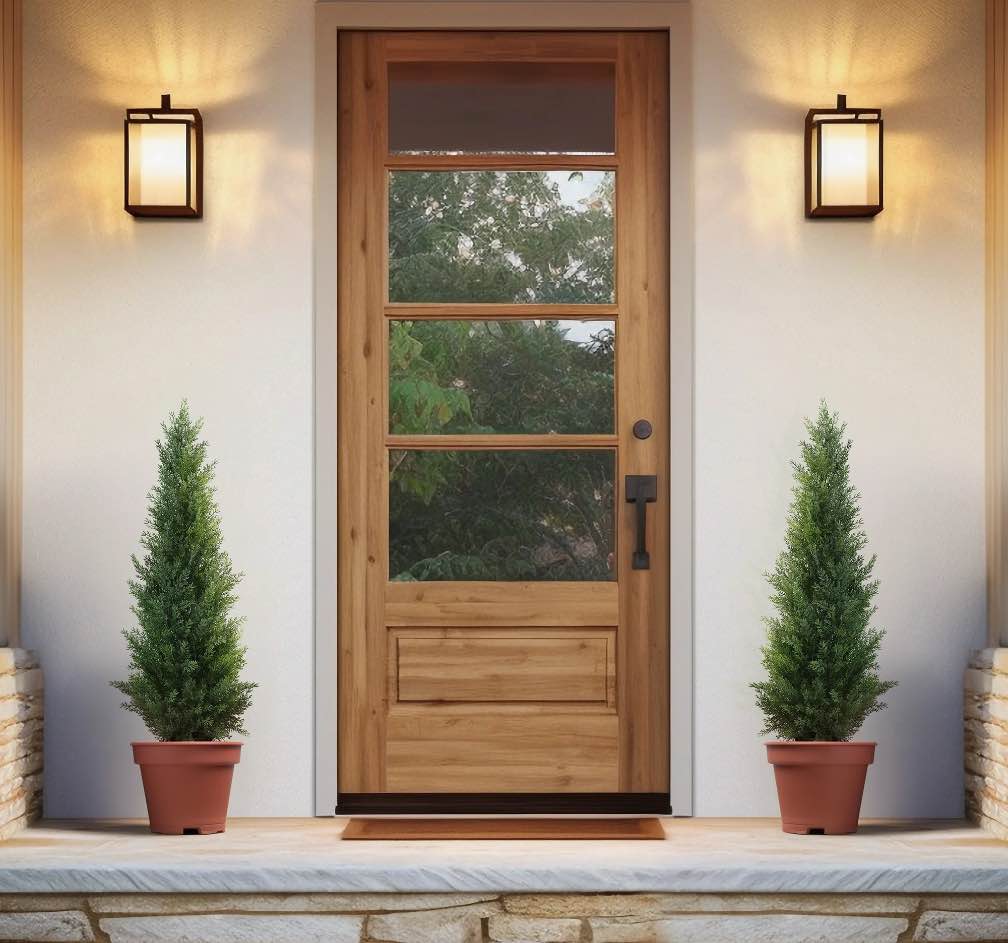 Artificial Cedar Tree 2 Pack 3 ft Outdoor Artificial Topiary Cedar Plants Fake Tree UV Rated Potted Plants for Porch Decor Faux Pine Tree for Perfect Housewarming Gift