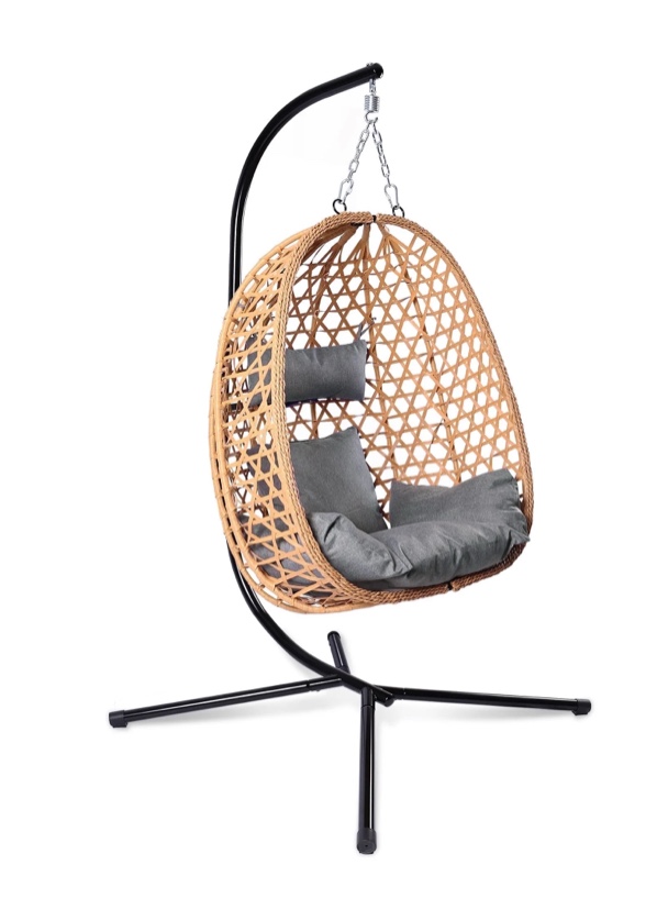 Egg Chair with Stand, Patio Wicker Bifanuo Hanging Chair, Hammock Swing Chair, 350LBS Capacity for Bedroom, Balcony, Garden