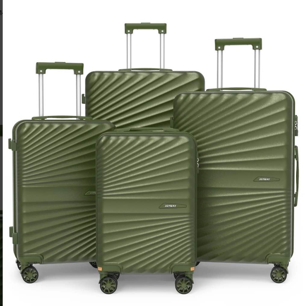Joyway 4-Piece Hardside Luggage Set with Spinner Wheels and TSA Lock, Lightweight Carry-On Luggage Set for School, Travel, Weekend (Green) **ALL FOUR ACCOUNTED FOR**