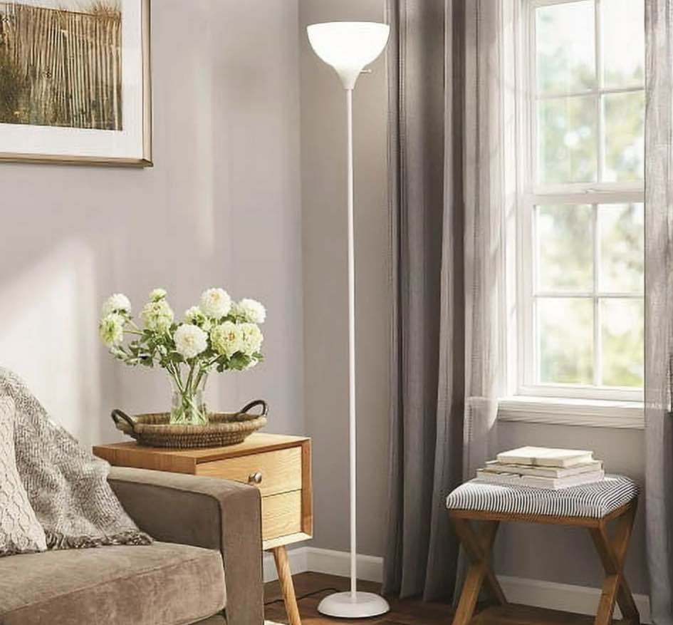 Mainstays 71 Floor Lamp White Finish and White Plastic Shade