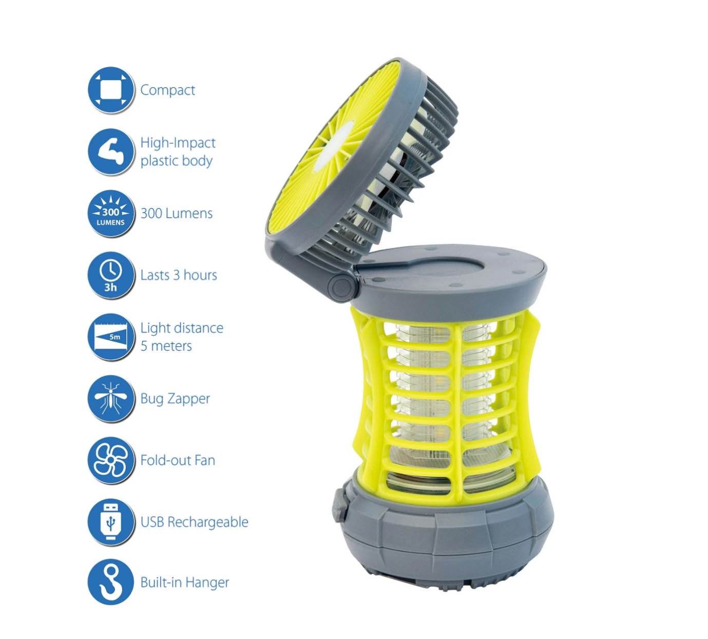 Ozark Trail Bug Zapper Yellow 2-in-1 Fan & LED Light Ourdoor Use Electronic 5V Rechargeable