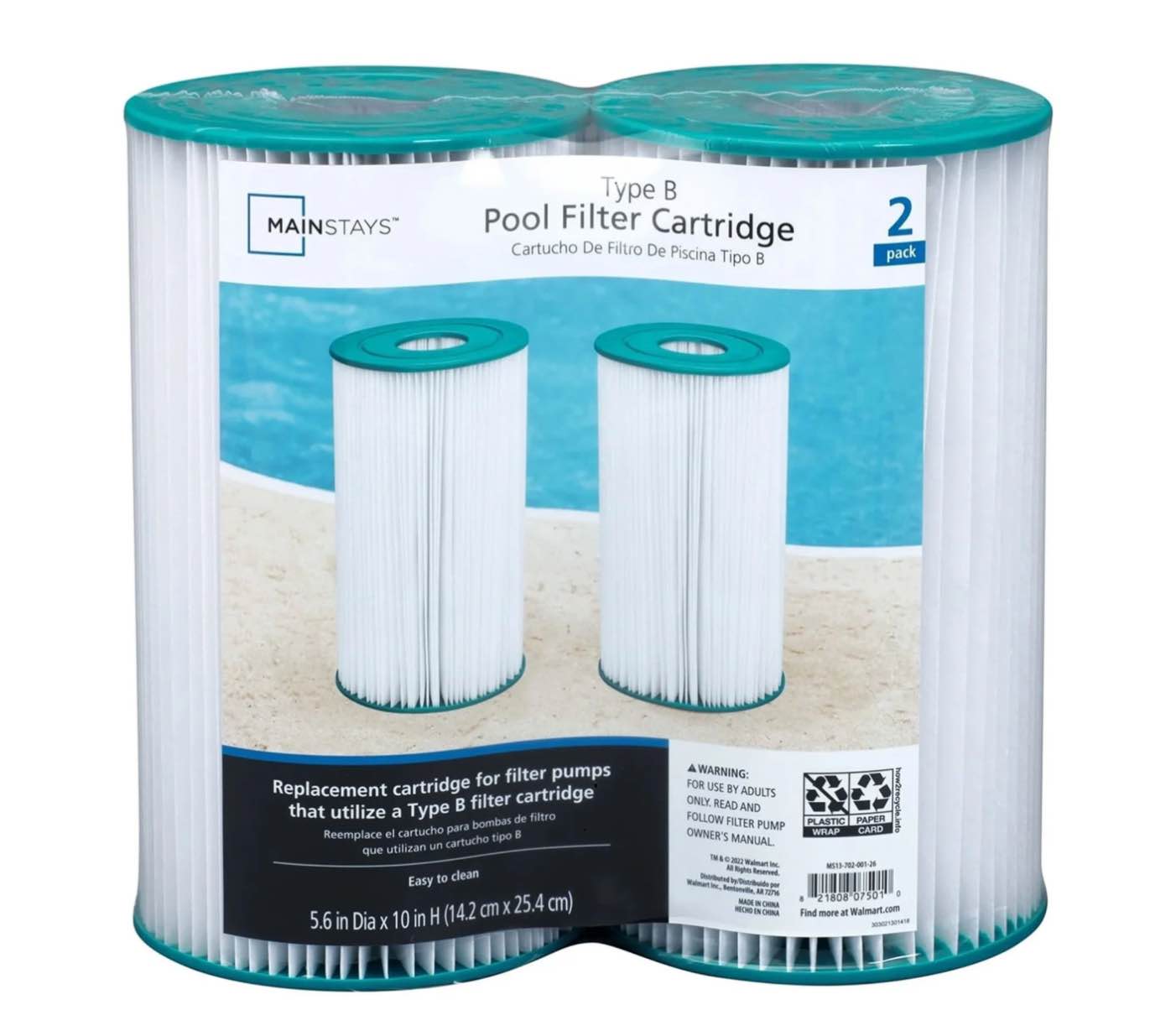 Mainstays Type IV B Pool Filter Cartridge for Above-Ground Pool 2 Pack