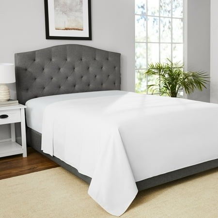 Mainstays 300 Thread Count White Cotton Blend Percale Flat Bed Sheet Queen
