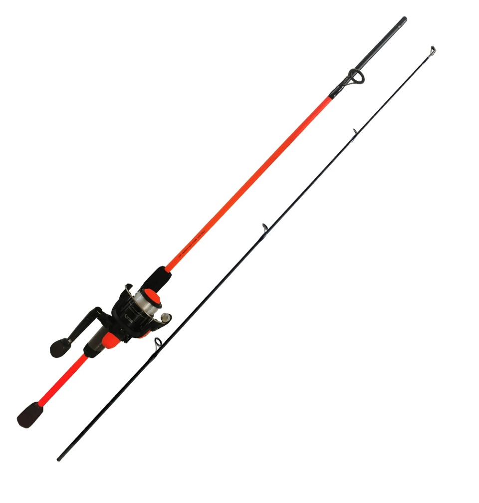 Ozark Trail Wayfarer Spinning Fishing Rod and Reel Combo, 5-foot 6-inch 2-Piece Rod, Size 80 Reel, Left/Right Hand Retrieve, Orange