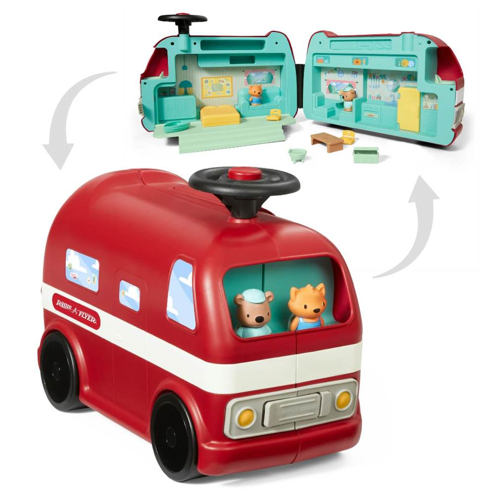 Radio Flyer Ride & Play Camper Playset, Ride-on for Kids, Red