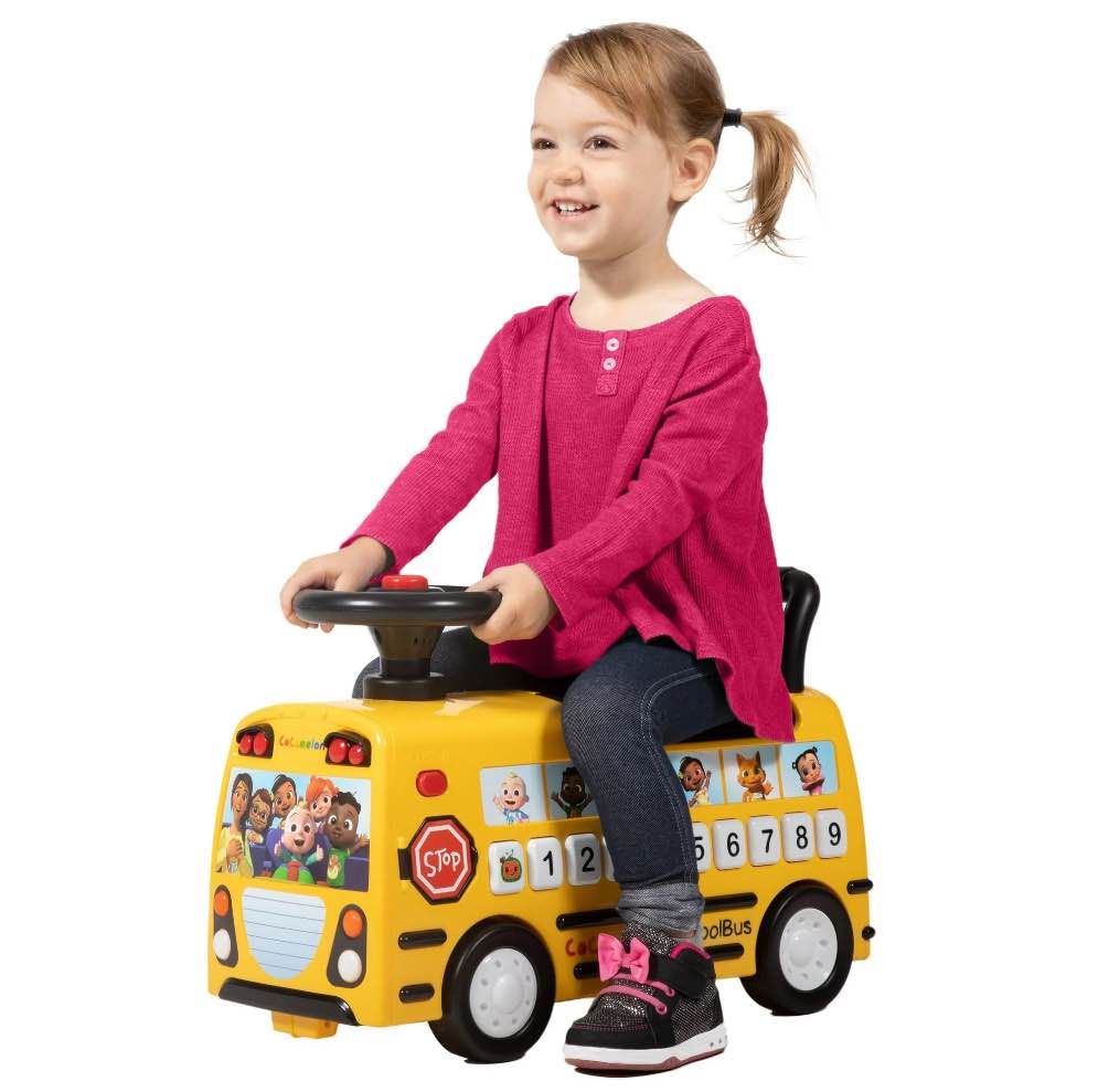 CoComelon School Bus Ride-on with Letters, Numbers, & Music