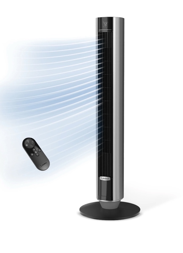 lasko 40” whisperforce dc technology tower fan, 29 ft/s airflow, remote, black, tdc401, new