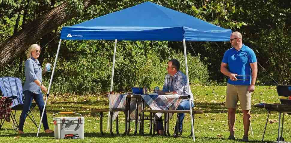 ozark trail 10' x 10' instant slant leg pop-up canopy, outdoor shading shelter, blue
