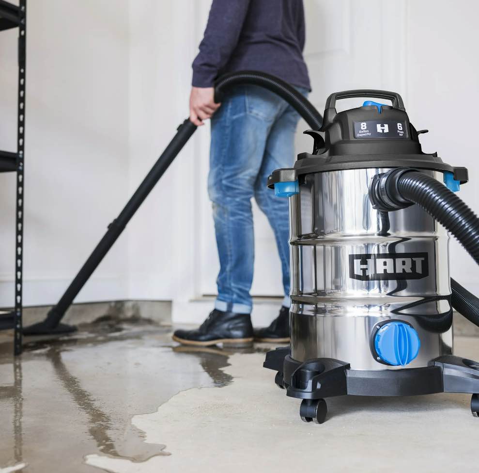 HART 8 Gallon 6 Peak HP Stainless Steel Wet/Dry Vacuum, VOC812SF 3703