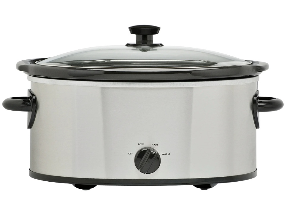 Mainstays 6 Quart Oval Slow Cooker, Stainless Steel Finish, Glass Lid, Model # MS54100112168S