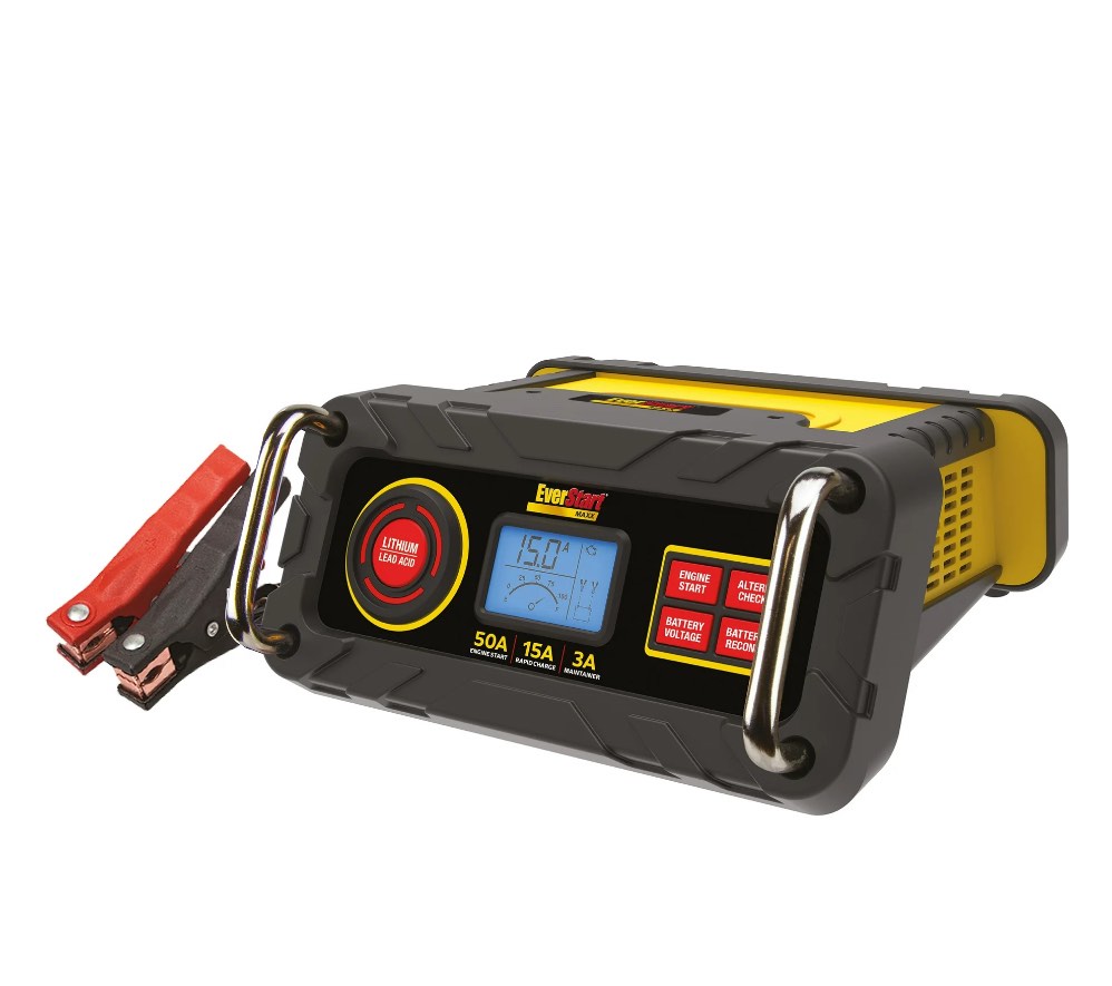 everstart maxx 15 amp automotive battery charger with 50 amp engine start (bc50be)-new