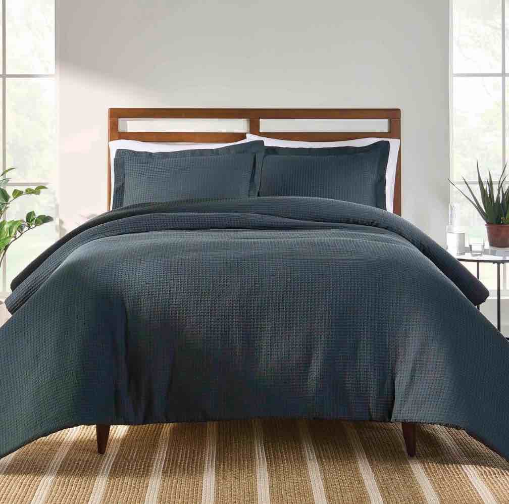 better homes & gardens 3-piece grey waffle stripe comforter set, adult king