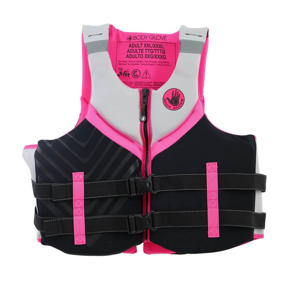 body glove women's adult neoprene pfd life jacket and vest, dual size 2xl/3xl, pink